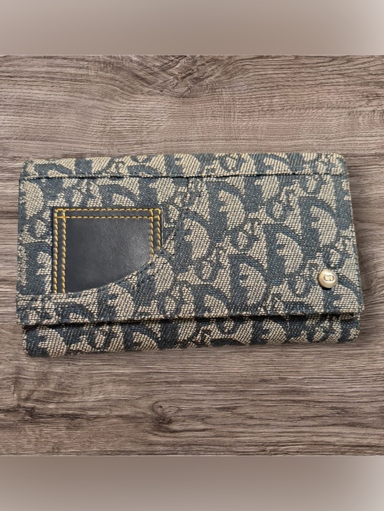Dior Handbags - Christian Dior Blue Monogram Trotter Canvas Long Wallet With COA
